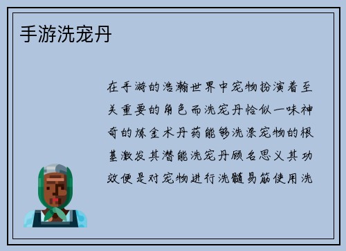 手游洗宠丹